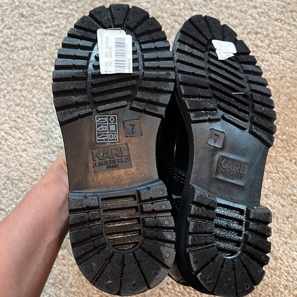 Karl Lagerfeld Topanga black rain boot charm detail shoe size 7 pull on - Picture 5 of 9